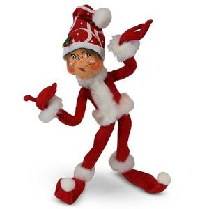 RETIRED Annalee 9in Christmas Swirl Elf